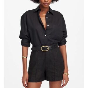 Madewell Linen Black Smart Casual Old Money Quiet Luxury Resort Shorts sz 4